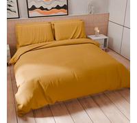 PETTI Artigiani Italiani - Double Duvet Cover Set 200 x 200 cm (2 Pillowcases 75 x 50 cm Included), Soft Microfibre Duvet Cover Set, Plain Yellow Ochre