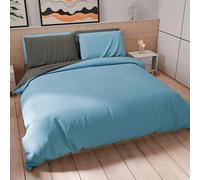 PETTI Artigiani Italiani - Double Duvet Cover Set 200 x 200 cm (2 Pillowcases 75 x 50 cm Included), Soft Microfibre Duvet Cover Set, Solid Colour Light Blue - Dark Grey