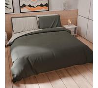PETTI Artigiani Italiani - Double Duvet Cover Set 230 x 220 cm (2 Pillowcases 75 x 50 cm Included), Soft Microfibre Duvet Cover Set, Plain Dark Grey - Light Grey