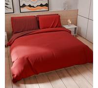 PETTI Artigiani Italiani - Double Duvet Cover Set 240 x 220 cm (2 Pillowcases 50 x 80 cm Included), Soft Microfibre Duvet Cover Set, Plain Red, Burgundy