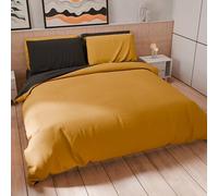 PETTI Artigiani Italiani - Double Duvet Cover Set 240 x 220 cm (2 Pillowcases 50 x 80 cm Included), Soft Microfibre Duvet Cover Set, Plain Yellow Ochre - Black