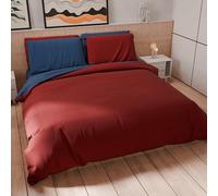 PETTI Artigiani Italiani - Double Duvet Cover Set 240 x 220 cm (2 Pillowcases 63 x 63 cm Included), Soft Microfibre Duvet Cover Set, Solid Colour Bordeaux - Night Blue