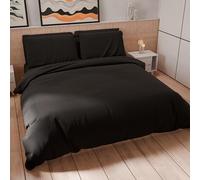 PETTI Artigiani Italiani - Double Duvet Cover Set 250 x 200 cm (2 Pillowcases 50 x 80 cm Included), Soft Microfibre Duvet Cover Set, Plain Black