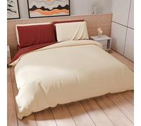 PETTI Artigiani Italiani - Double Duvet Cover Set 260 x 240 cm (2 Pillowcases 50 x 80 cm Included), Soft Microfibre Duvet Cover Set, Plain Cream - Burgundy