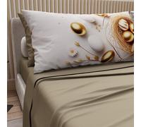 PETTI Artigiani Italiani - Easter Cotton Sheets with Pillowcases in Digital Print, Double Bed Sheets, Easter Bed Set, Queen Size, 24 Taupe, Made in Italy