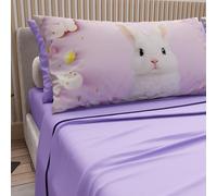 PETTI Artigiani Italiani - Easter Cotton Sheets with Pillowcases in Digital Print, Double Bedsheets, Easter Double Bed Set, 15 Lilac, Made in Italy