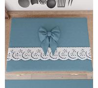 PETTI Artigiani Italiani - Elegant Cotton Stove Cover, Shabby Chic Solid Colour with Lace Frill and Bows, Cooker Cover for Induction and Gas Fires, 70 x 50 cm Avion