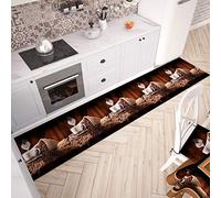 PETTI Artigiani Italiani, Kitchen Rectangualr, Area Rug, 3D Print Pattern, 100% Made in Italy, Coffe 2, 52x340 cm