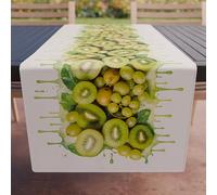 PETTI Artigiani Italiani - Kitchen Textile Accessories, Elegant Table Runner 40 x 140 cm in Microfibre, Table Cloth in Digital Print Grapes and Kiwi, 100% Made in Italy