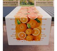 PETTI Artigiani Italiani - Kitchen Textile Accessories, Elegant Table Runner 40 x 140 cm in Microfibre, Table Cloth in Digital Print Oranges, 100% Made in Italy