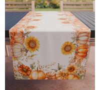 PETTI Artigiani Italiani - Kitchen Textile Accessories, Elegant Table Runner 40 x 140 cm in Microfibre, Table Cloth in Digital Print Pumpkin Pumpkin, Halloween, 100% Made in Italy