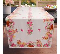 PETTI Artigiani Italiani Kitchen Textile Set, 100% Hypoallergenic Microfibre, A-Pink Bunny, Runner Tavola 40 x 140 cm