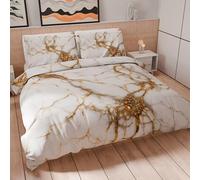 PETTI Artigiani Italiani - Maxi Double Duvet Cover Set 240 x 220 cm (2 Pillowcases 80 x 80 cm Included), Microfibre Duvet Cover Set with Digital Print White Marble Effect - Made in Italy