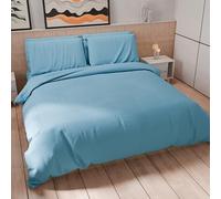 PETTI Artigiani Italiani - Maxi Double Duvet Cover Set 260 x 240 cm (2 Pillowcases 63 x 63 cm Included), Soft Microfibre Duvet Cover Set, Plain Blue