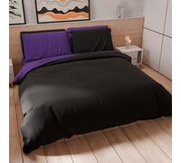 PETTI Artigiani Italiani - Maxi Single Duvet Cover Set 220 x 155 cm (1 Pillow Case 80 x 80 cm Included), Soft Microfibre Duvet Cover Set, Plain Black - Purple