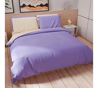 PETTI Artigiani Italiani - Maxi Single Duvet Cover Set 220 x 155 cm (1 Pillowcase 80 x 80 cm Included), Soft Microfibre Duvet Cover Set, Plain Lilac - Cream
