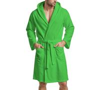 PETTI Artigiani Italiani Microfibre Bathrobe Men Women with Hood, Pockets, Belt, Unisex Quick Drying for Gym, Pool, Beach, Spa, Green, M