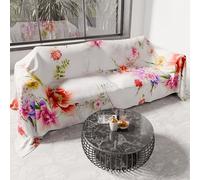 PETTI Artigiani Italiani - Microfibre Sofa Cover 180 x 270 cm, Spring 02 Design White | Multipurpose for Sofas, Bedspreads and Table Covers | Washable Protective Cover