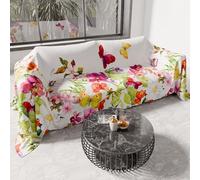 PETTI Artigiani Italiani - Microfibre Sofa Cover 300 x 270 cm, Butterfly Design | Multipurpose for Sofas, Bedspreads and Table Covers | Washable Protective Cover