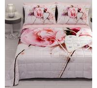 PETTI Artigiani Italiani - One and a Half Bedspread, One and a Half Quilt, Spring Double Face Solid Color and Digital Print, Country Chic, 100% Made in Italy