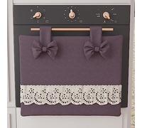 PETTI Artigiani Italiani - Oven Cover, Elegant Oven Cover, Shabby Chic Solid Colour Oven Cover with Lace Frill and Bows, Cotton Oven Cover, Oven Cover 50 x 42 cm Mauve