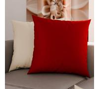 PETTI Artigiani Italiani - Pair of 35x35 cm Microfiber Pillowcases, Bedroom Cushions, Sofa, Set of 2 Pillow Covers, Double Face Cream and Burgundy Pillowcase