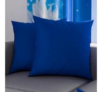 PETTI Artigiani Italiani - Pair of Microfiber Pillowcases 35x35 cm, Bedroom Furniture Cushions, Sofa, Set of 2 Cushion Covers, Solid Blue Pillowcase, 100% Made in Italy