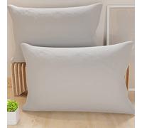 PETTI Artigiani Italiani - Set of 2 bed pillowcases 50 x 30 cm, plain cushion covers, light grey, pillowcase 100% hypoallergenic microfiber, made in Italy