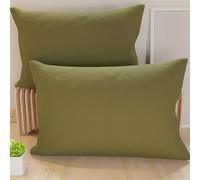 PETTI Artigiani Italiani - Pair of Microfiber Pillowcases 50x30 cm, Bedroom Cushions, Sofa, Set of 2 Cushion Covers, Mud Solid Color Pillowcase, 100% Made in Italy