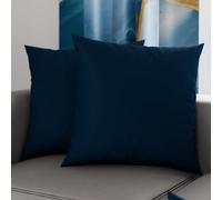 PETTI Artigiani Italiani - Pair of Microfiber Pillowcases 50x50 cm, Bedroom Cushions, Sofa, Set of 2 Cushion Covers, Solid Blue Pillowcase, 100% Made in Italy