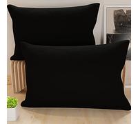 PETTI Artigiani Italiani - Pair of Microfiber Pillowcases 50x70 cm, Bedroom Cushions, Sofa, Set of 2 Cushion Covers, Solid Color Black Pillowcase, 100% Made in Italy