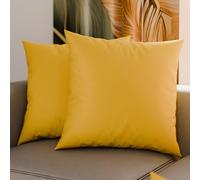 PETTI Artigiani Italiani - Pair of Microfiber Pillowcases 60x60 cm, Bedroom Cushions, Sofa, Set of 2 Cushion Covers, Solid Color Yellow Pillowcase, 100% Made in Italy