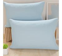 PETTI Artigiani Italiani - Pair of Microfiber Pillowcases 80x40 cm, Bedroom Cushions, Sofa, Set of 2 Cushion Covers, Light Blue Solid Color Pillowcase, 100% Made in Italy