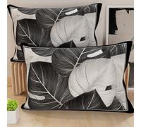 PETTI Artigiani Italiani - Pair of Pillow Cases 40 x 70 cm in Microfibre, Cushions for Bedroom Furniture, Sofa, Living Room, Set of 2 Cushion Covers, Tropical Black A Pillowcase, 100% Made in Italy