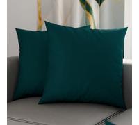 PETTI Artigiani Italiani - Pair of Pillow Cases 50 x 30 cm in Microfibre, Pillows for Bedroom Furniture, Sofa, Set of 2 Cushion Covers, Solid Colour Teal