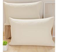 PETTI Artigiani Italiani - Pair of Pillow Cases 50 x 70 cm in Microfibre, Pillows for Bedroom Furniture, Sofa, Set of 2 Cushion Covers, Plain Cream Pillowcase, 100% Made in Italy