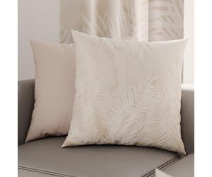 PETTI Artigiani Italiani - Pair of Pillow Cases 60 x 60 cm in Microfibre, Pillows for Bedroom Furniture, Sofa, Living Room, Set of 2 Cushion Covers, Taupe Leaf Pillowcase, 100% Made in Italy