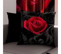 PETTI Artigiani Italiani - Pair of Pillow Cases 80 x 80 cm in Microfibre, Cushions for Bedroom Furniture, Sofa, Living Room, Set of 2 Cushion Covers, Black Roses Pillowcase, 100% Made in Italy