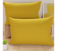 PETTI Artigiani Italiani - Pair of Pillow Cases 50 x 70 cm in Microfibre, Pillows for Bedroom Furniture, Sofa, Set of 2 Cushion Covers, Plain Yellow Pillowcase, 100% Made in Italy