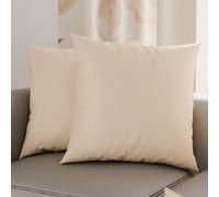 PETTI Artigiani Italiani - Pair of Pillowcases 60x60 cm in Microfiber, Bedroom Cushions, Sofa, Set of 2 Cushion Covers, Solid Color Beige Pillowcase, 100% Made in Italy