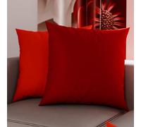 PETTI Artigiani Italiani - Pair of Pillowcases 65x65 cm in Microfiber, Bedroom Cushions, Sofa, Set of 2 Cushion Covers, Red and Burgundy Double Face Pillowcase