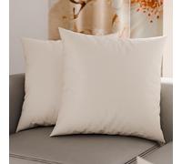 PETTI Artigiani Italiani - Pair of Pillowcases 65x65 cm in Microfiber, Bedroom Cushions, Sofa, Set of 2 Cushion Covers, Solid Color Cream Pillowcase, 100% Made in Italy