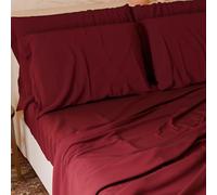 PETTI Artigiani Italiani-Piece French Queen Size Sheet Set, Soft and Breathable, Complete Bed Set with Top Sheet, Fitted Sheet with Elasticated Corners and 2 Pillowcases, Bordeaux Sheets