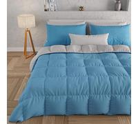 PETTI Artigiani Italiani - Quilt for single bed, plain, light blue, grey, 100% made in Italy