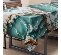 PETTI Artigiani Italiani - Rectangular Anti-Stain Tablecloth Elegant Kitchen Table Cover Marble Effect Blue X12 Seater (140 x 240 cm) 100% Made in Italy