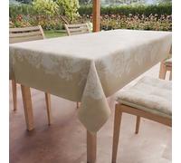 PETTI Artigiani Italiani - Rectangular Anti-Stain Tablecloth Kitchen Table Cover Peonies Design Beige X6 Seater (140 x 180 cm)