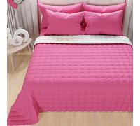 PETTI Artigiani Italiani - Reversible 1.5 Seater Duvet 220 x 260 cm in Microfibre, Spring Bedspread, Reversible Blanket, Fuchsia White, 100% Made in Italy