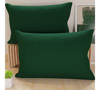 PETTI Artigiani Italiani - Set of 2 bed pillowcases 50 x 30 cm, plain cushion covers, emerald green, pillowcase 100% hypoallergenic microfiber, made in Italy