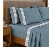 PETTI Artigiani Italiani - Set of Double Bed Sheets Percale Cotton with Lace St. Gallen Avion, 4-Piece Bed Set, 100% Made in Italy