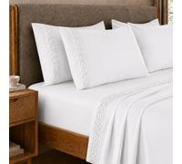 PETTI Artigiani Italiani - Single Bed Sheet Set Percale Cotton with White St. Gallen Lace, 3-Piece Bedding Set, 100% Made in Italy
